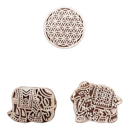 Set of 3 Piece New Mix Wooden Printing Block